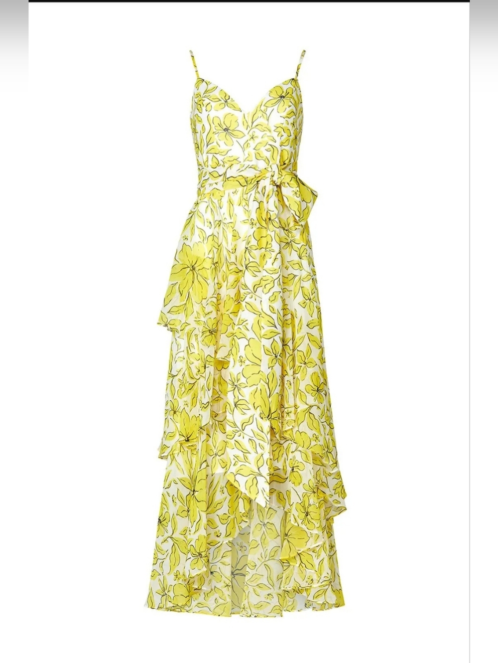 Badgley Mischka Women's Yellow Mixed Print Dress, Size 6, $795 - Picture 4 of 14